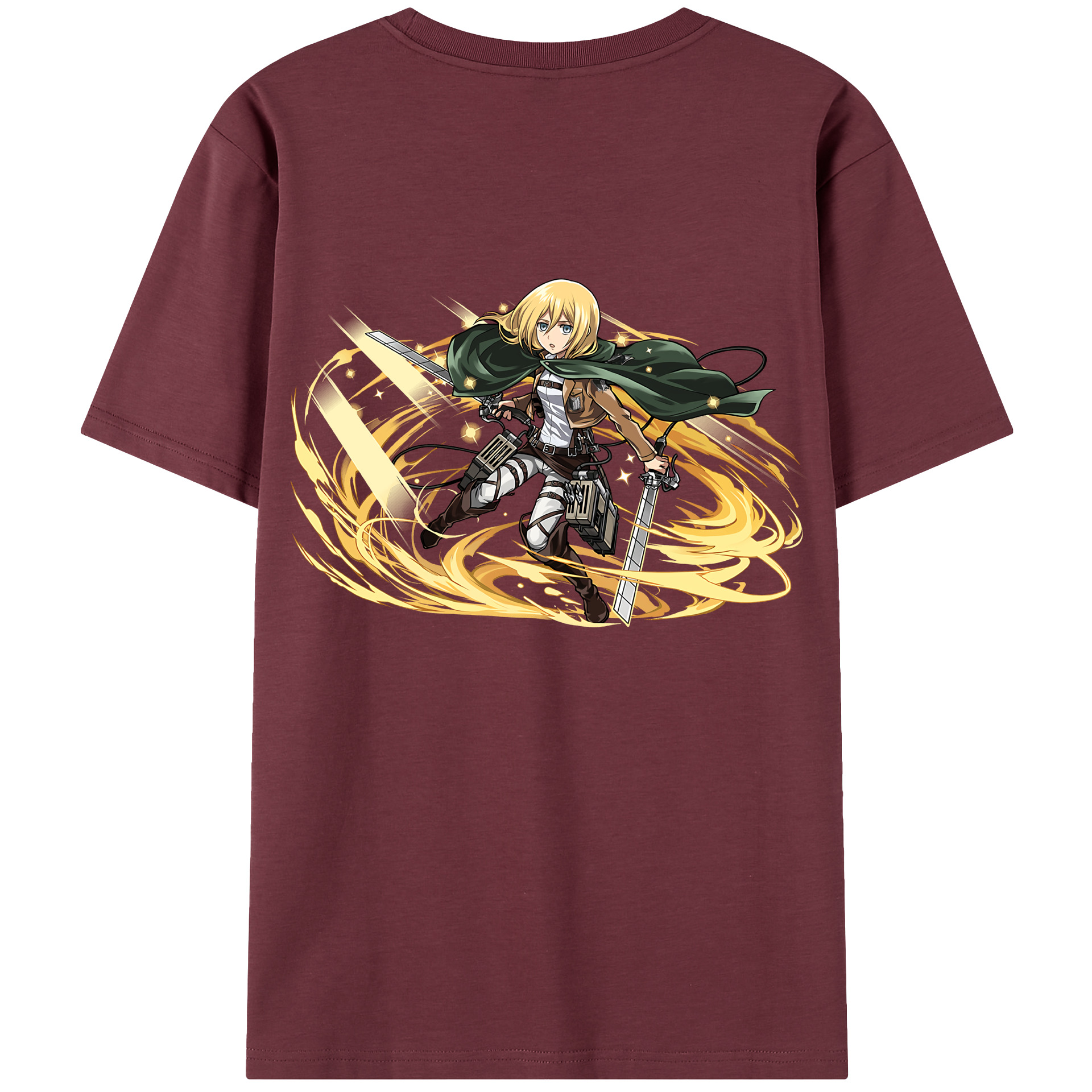 （画像用） 進撃の巨人 クリスタ·レンズ Attack on Titan Christa Lenz 綿100％半袖Tシャツ（背面プリント）